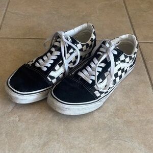 Vans Checkerboard Lace-Up Sneakers - Black & White